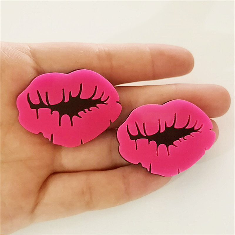 1 Pair Funny Lips Arylic Ear Studs display picture 1