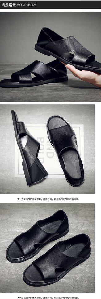 Dép sandal nam quai La Mã đế mềm chống trơn trượt đi biển — Màu đen chi tiết 4
