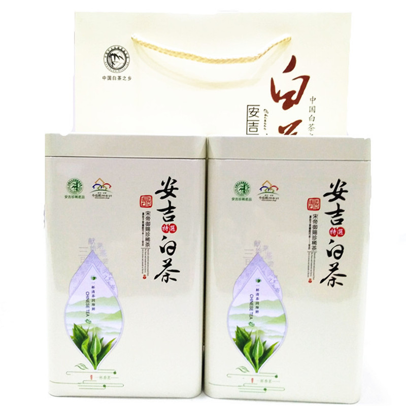 安吉白茶产地货源 有名特产 春茶浙江安吉珍品茶  一拎袋二罐装|ms