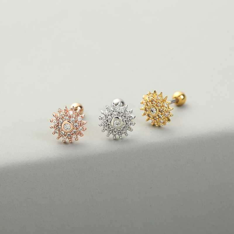 Fashion Star Grape Copper Ear Studs Inlay Zircon Copper Earrings 1 Piece