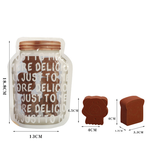 Xiaohongshu best-selling dry-wet dual-use bear-shaped cookie puff sponge powder puff, non-latex, expands when wet