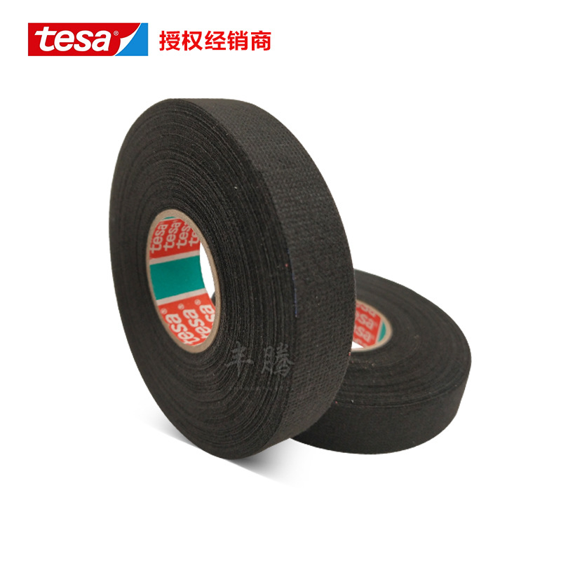 德莎tesa51628PET绒布驾驶室降噪耐磨高温黑色绒布汽车线束胶带