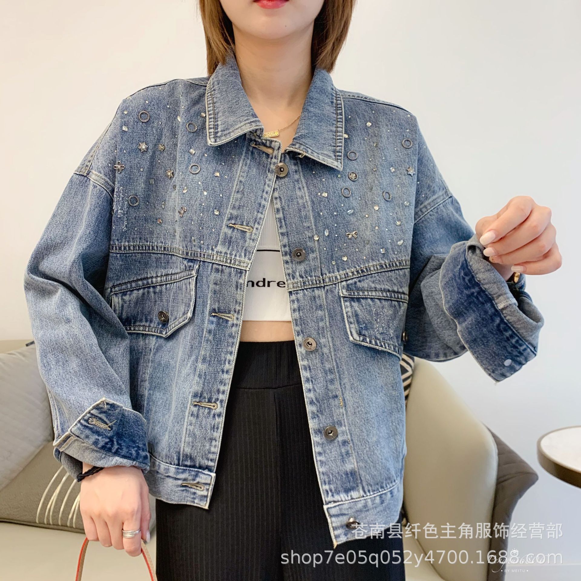 2020 Autumn Chaqueta heavy industry have cash less than that is registered in the accounts Net Red in Jacket coat leisure time Diamond Korean Edition jacket