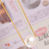 Fashionable necklace from pearl, short chain for key bag , Korean style, simple and elegant design, wholesale
