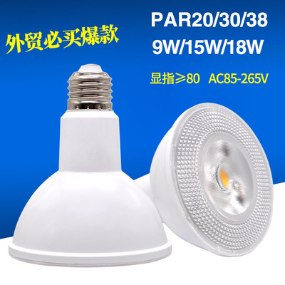 跨境专供LED帕灯PAR20 PAR30 PAR38 LED灯杯球泡E27宽电压调光18W|ms