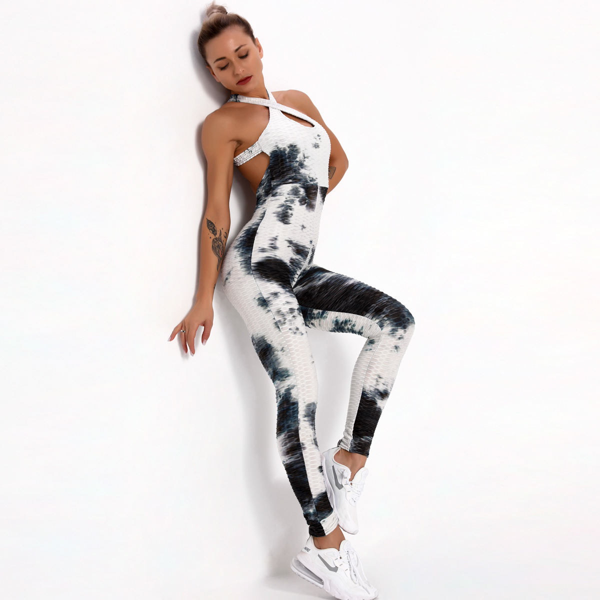 Shaping Tie-Dye Jacquard Fitness Beauty Back One-Piece Suit NSNS10669