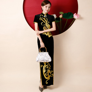 Runway cheongsam pleuche temperament of the new China Chinese dresses retro qipao for women cheongsam