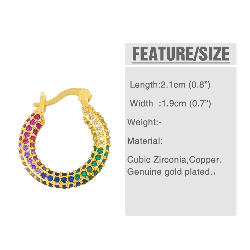 Micro-inlaid Color Zircon Earrings Trendy Stacking Earrings Wholesale Nihaojewelry display picture 2