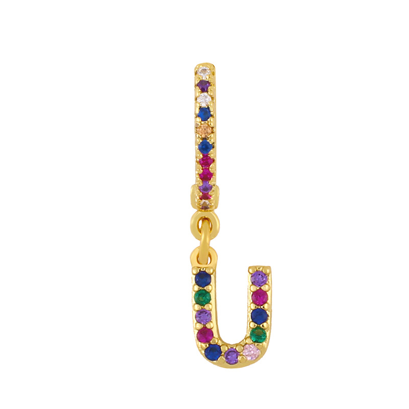 Clip Boucles D&#39;oreilles 26 Boucles D&#39;oreilles Alphabet Micro-set Couleur Zircon Alphabet Clips D&#39;oreilles Femmes display picture 1