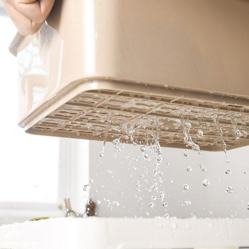 Household drain dish rack cupboard tableware kitchen tableware storage box with lid Japanese-style plastic double-layer dish drain rack