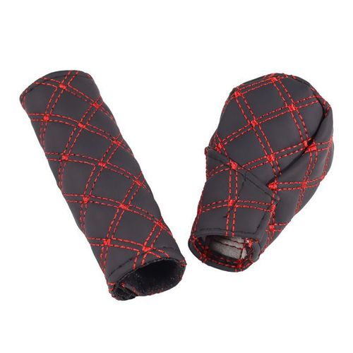 Red wine two-piece set, gear cover, handbrake, red wine two-piece set, 2-piece set, automatic manual gear lever cover, automotive supplies