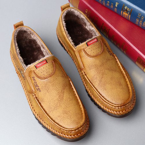 Spring breathable new men's TPR-soled soft casual slip-on shoes—men's leather loafers with a flexible, comfortable sole