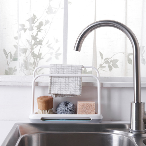 Simple draining double pole rag rack sink storage rack hollow removable storage hanging rack