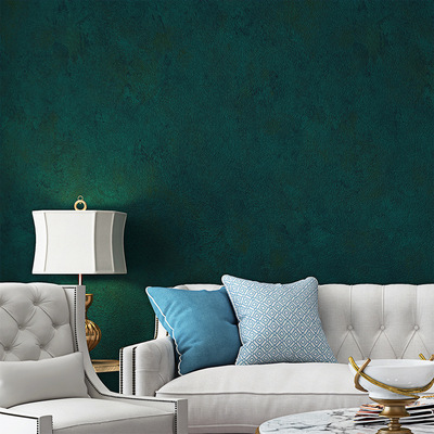 美式纯色复古墨绿色墙纸现代高档客厅背景墙家用卧室轻奢简约壁纸|ru