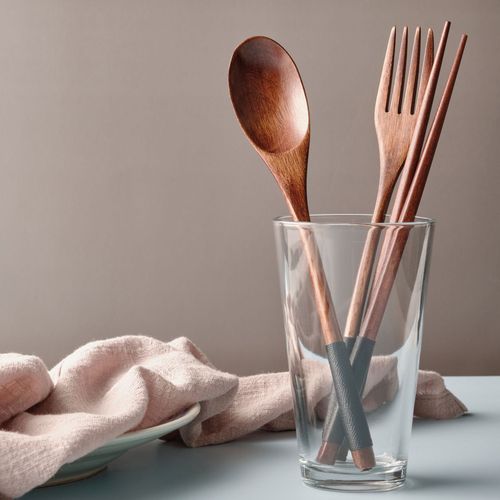 yfjy Fujian Yafu household tableware wooden chopsticks spoon fork three-piece set portable Japanese tableware set