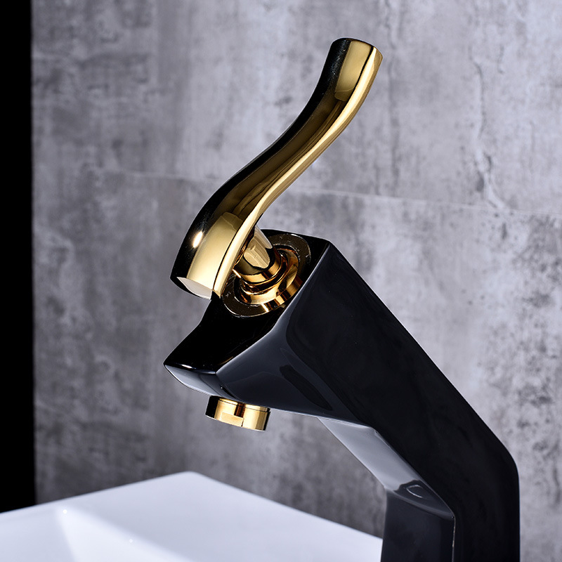 Factory direct sales of European-style matte colored washbasins, hot and cold mixed faucets, thickened all-copper main body bathroom cabinet faucets Specification drawing