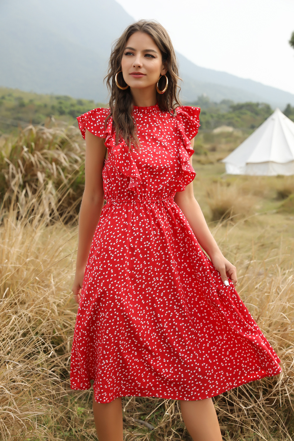 Fashion New Red Polka Dot Chiffon Skirt  Loose Wild Show Temperament Cover Belly Midi Skirt Wholesale Nihaojewelry display picture 9