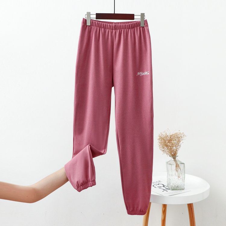 Corazón cálido homewear pantalones ropa de abrigo casual bloomers Otoño e Invierno suelto todo a juego de terciopelo casa tobillo-atado cálido perezoso pantalones de pijama