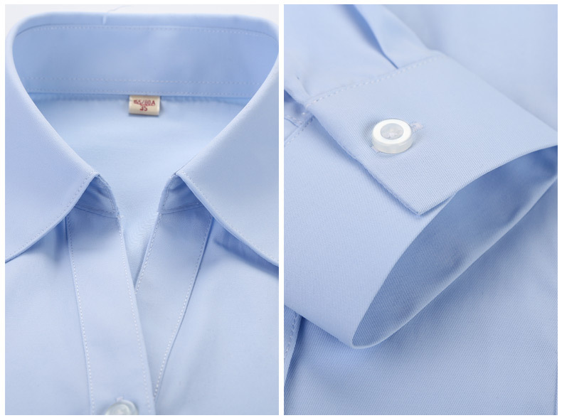 2020秋季方领女装职业衬衫女长袖修身白衬衣职业装女式衬衫工作服详情图19