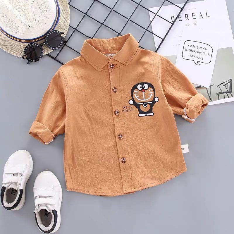 Camisa de manga larga para niños Plaid Baby Spring Top cardigan para niños ropa para niños Camisa de solapa de primavera y otoño para niños de estilo occidental
