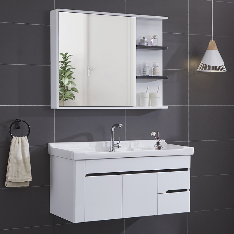 Modern minimalist oak Bathroom cabinet Washbasin hand sink Mirror cabinet solid wood Container handling combination TOILET Wash station