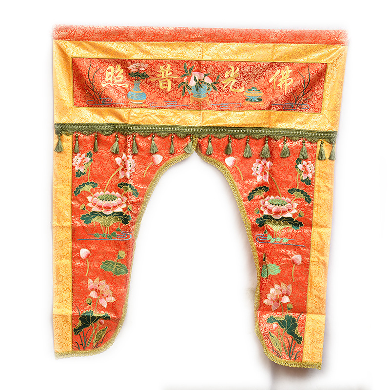 Yiwu Religion Supplies wholesale Temple decorate Embroidery Shuanglong Jacquard weave Fabric Embroidery Longmen Buddha account