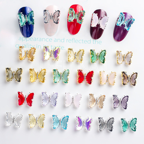 5pcs Nail Art Butterfly Jewelry Accessories Metal beauty Nails Three-dimensional crystal butterfly nail rhinestones