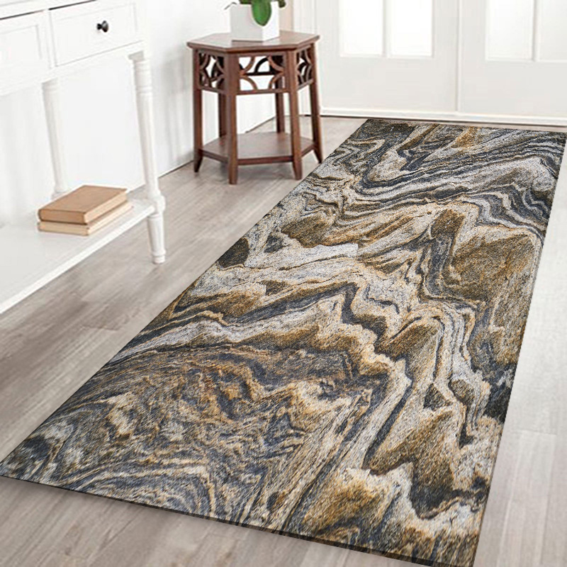 跨境外贸内销木纹类法兰绒印花吸水进门地垫