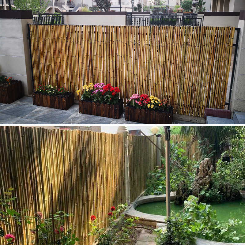 竹篱笆栅栏围栏户外室外花园庭院碳化防腐竹子隔断装饰院子竹竿|ms