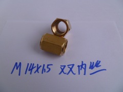 2分管內絲對接頭噴霧器管雙M14x1.5接頭銅內牙對接兩頭內直通螺紋