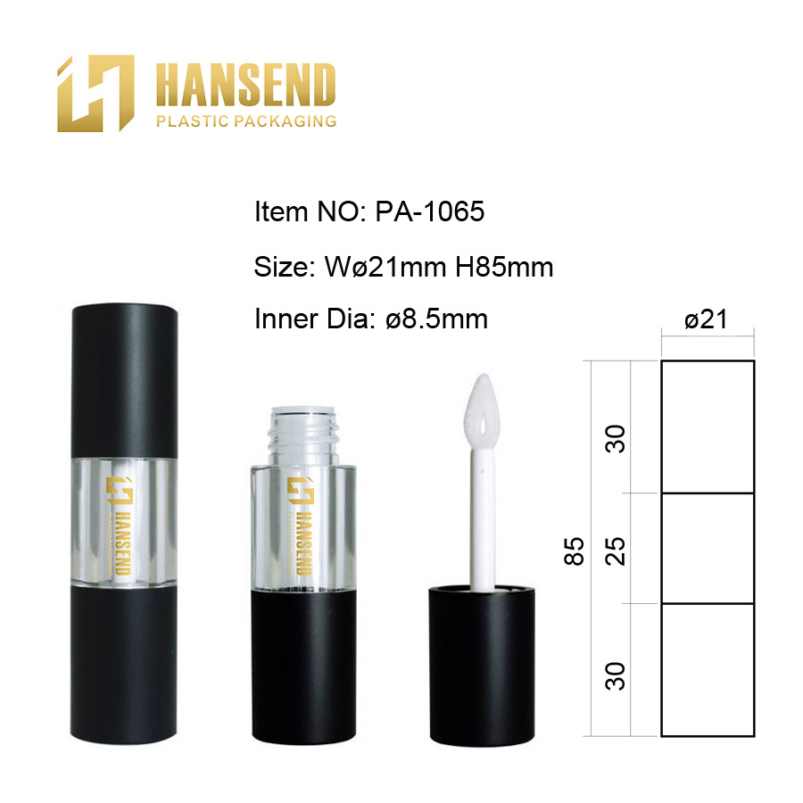HANSEND高档彩妆包材圆形透明塑料唇彩唇蜜唇釉瓶带透明窗唇彩瓶