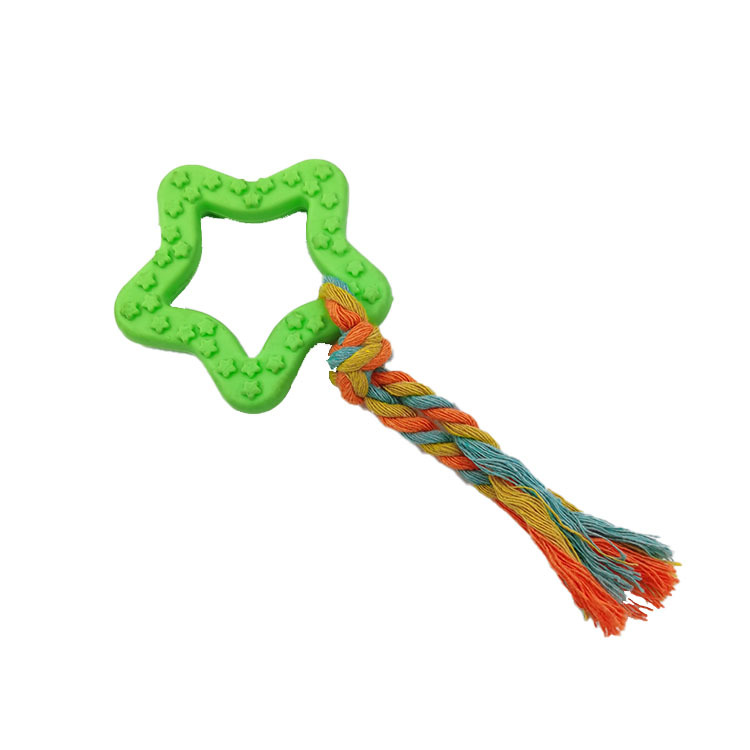 Creativo Pentágono estrella anillo para mascotas TPR cuerda de algodón juguete mordedura de perro dientes juguete de entrenamiento fabricantes al por mayor