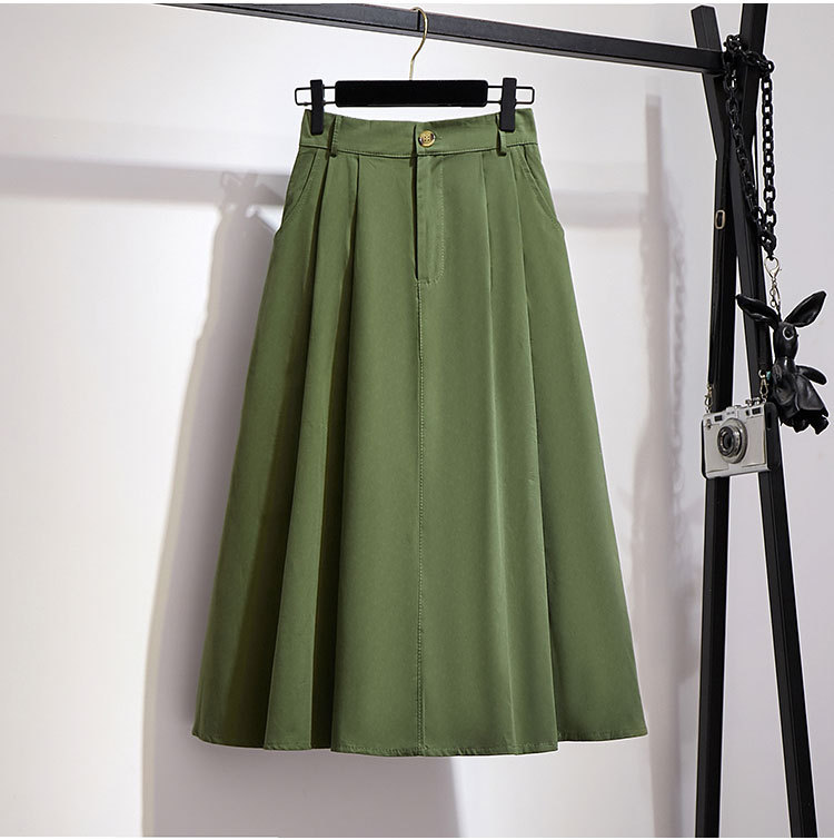 Summer Spring Casual Solid Color Cotton Midi Dress Skirts display picture 3