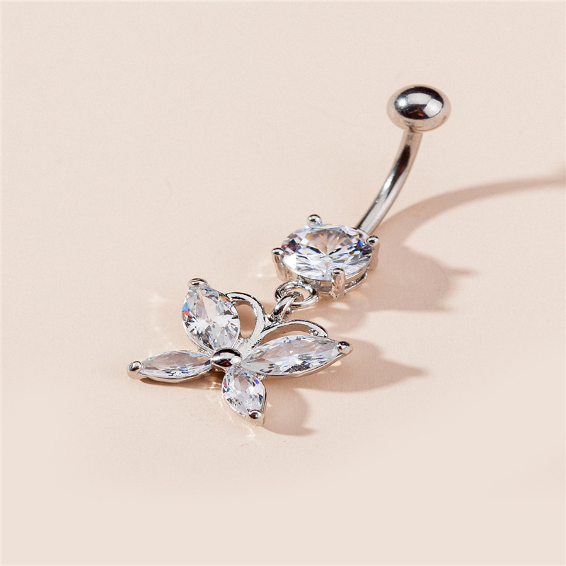 Piercing transfrontaliero europeo e americano con ciondolo a forma di farfalla con occhio di cavallo e zircone AAA, anello per ombelico_voghion.com