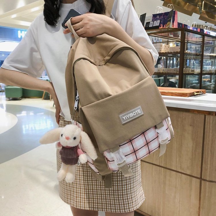 Schoolbag Korean Fashion Harajuku Cute Girl Student Small Fresh Contrast Color Plaid Backpack  Wholesale Nihaojewelry display picture 83