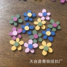 厂家直销木质激光雕刻  两层叠加彩色小花   DIY儿童韩版发饰配件