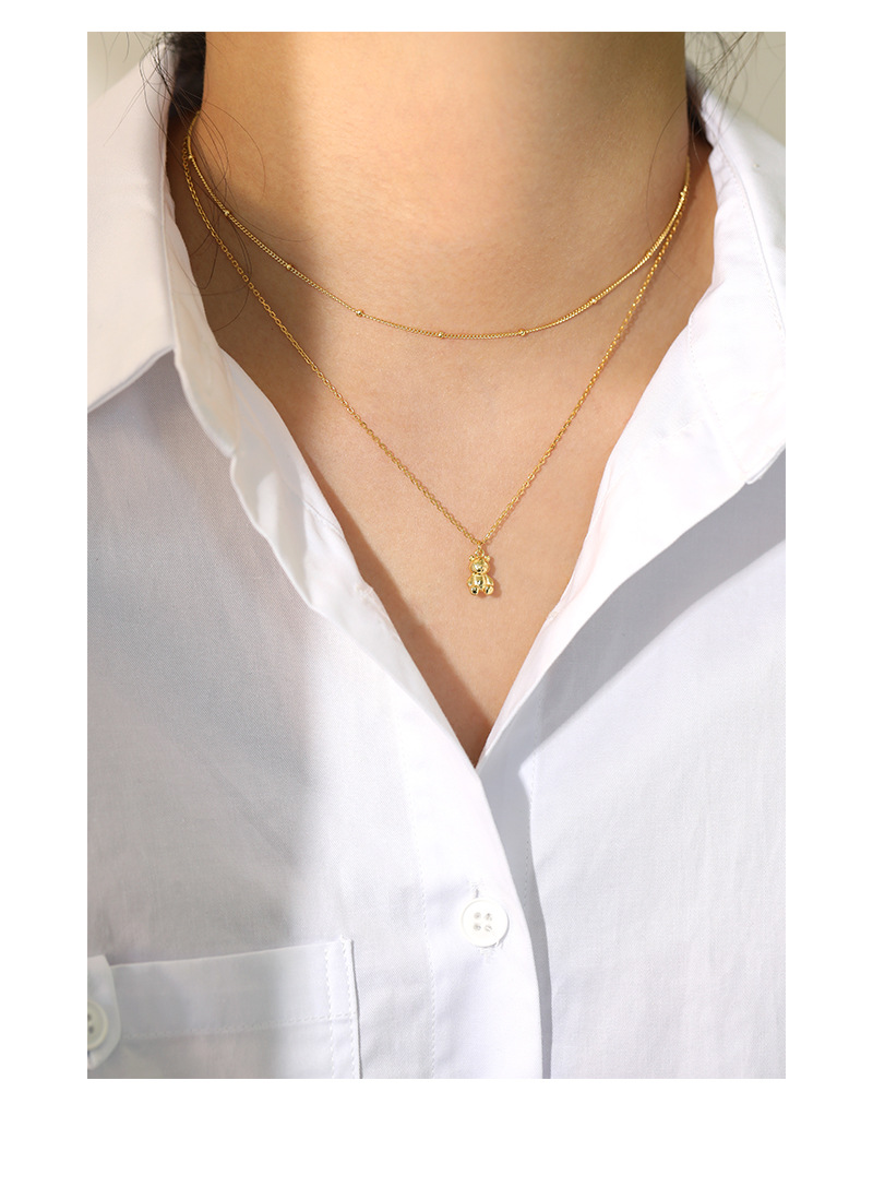 3g Weight 0.03µm Gold Plating Thickness Long-Lasting Plated Gold Plating Process Spring Ring Trigger Clasp Closure Clasp Closure Type 18K Real Gold Plated, Platinum Plated Plating Material 925 Sterling Silver Pendant Material Pendant Necklace Classification 925 sterling silver Chain Material Handmade Chain Chain Type 1 Piece Quantity Festival Occasion 925 Sterling Silver Material Bear Pattern Women'S Gender IG Style Style Plating Craft White, Gold Color Korean Style Cute Cartoon Mini Bear Doll Necklace 11