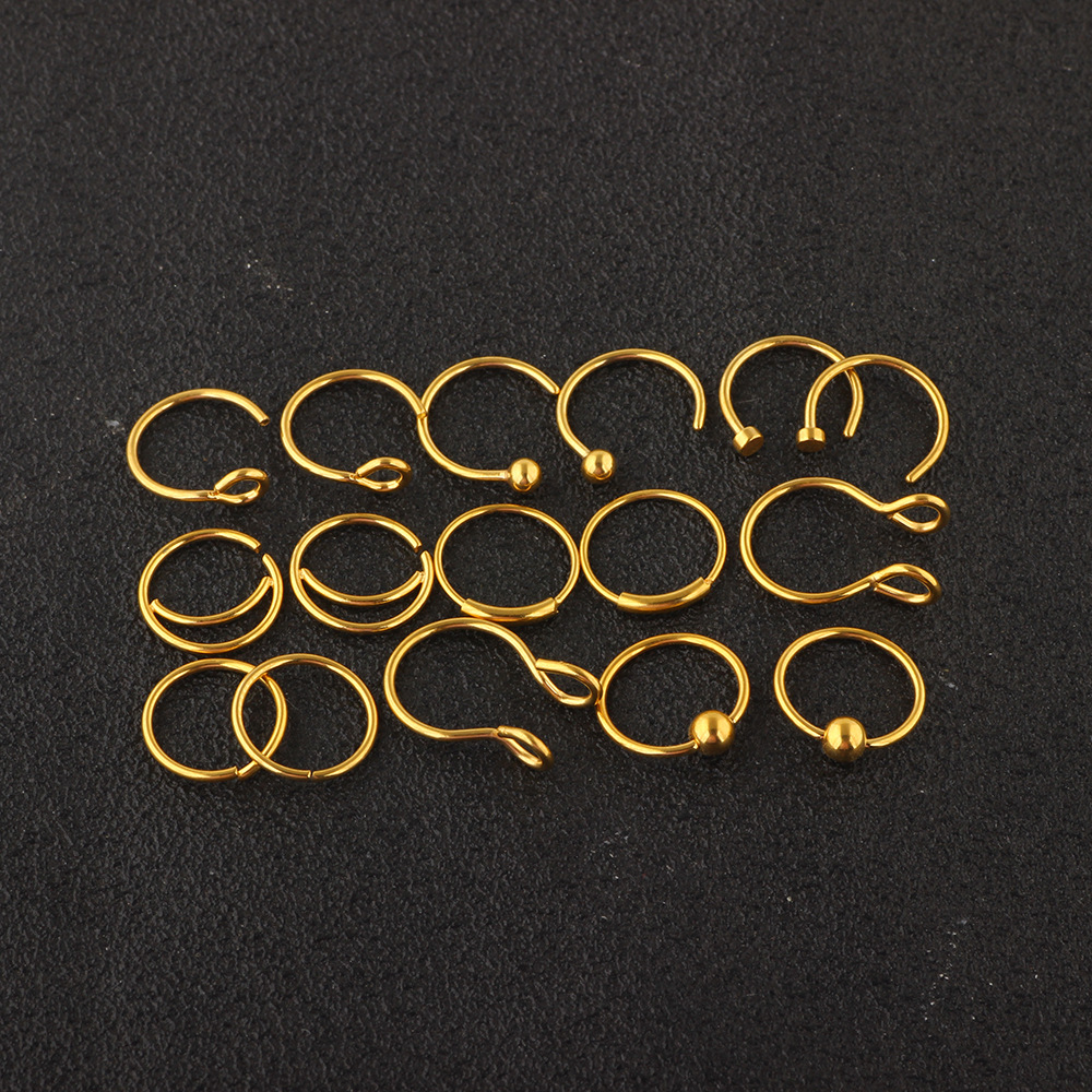 16Pcs Rose Gold Stainless Steel Lip Nose Nail Rings Floral Piercing Jewelry Set - Best Selling Amazon Accessories detail image 5