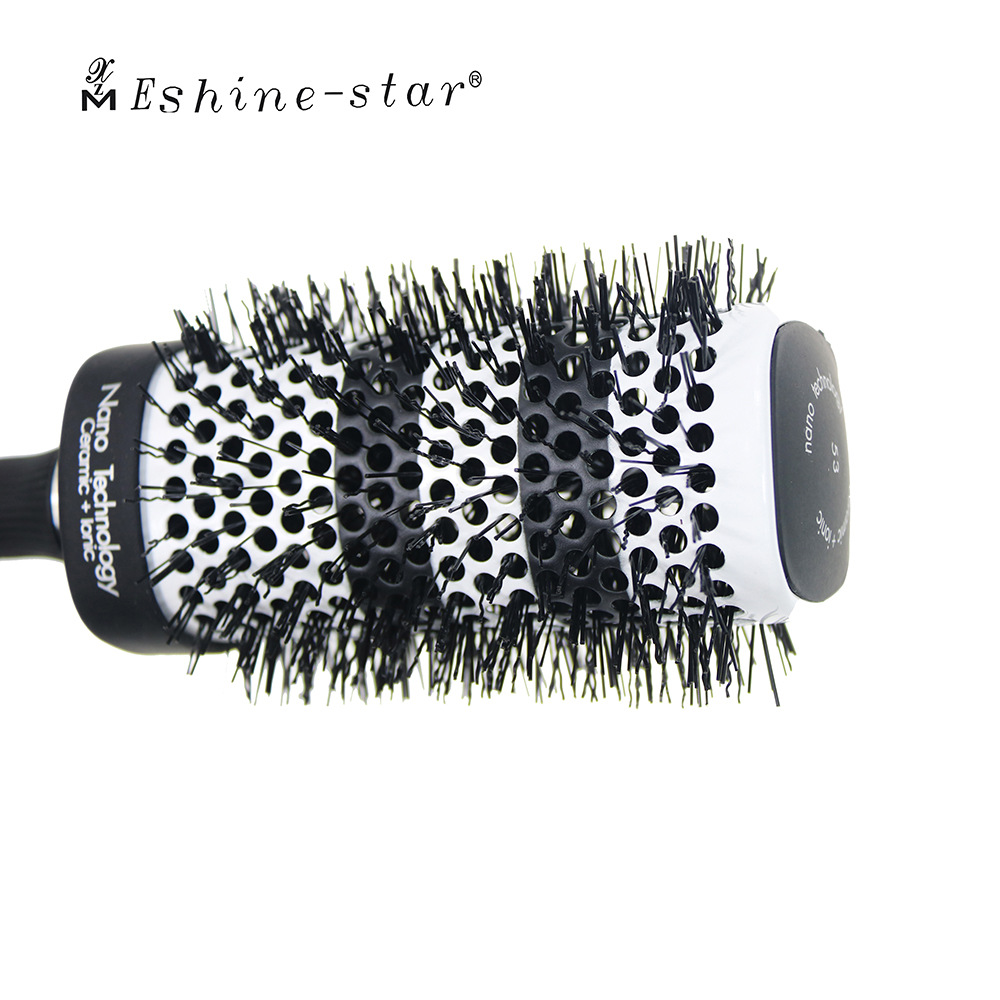 四方黑變白漸變色溫變色美發(fā)梳 陶瓷負(fù)離子滾梳 內(nèi)扣卷發(fā)造型梳