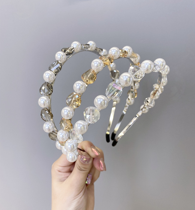 Baroque Pearl Hair Hoop Korean Hand-made Crystal Hair Cave Bride Hair Accessories Thin-edged Headband Wholesale Nihaojewelry display picture 16