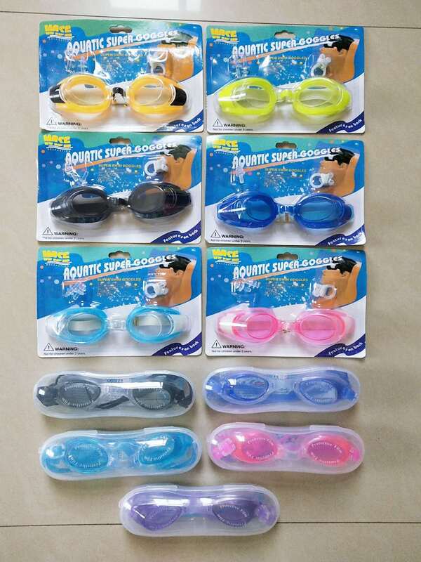 Factory spot wholesale transparent swimming goggles diving waterproof adult children swimming goggles nose clip earplugs adjustable elastic