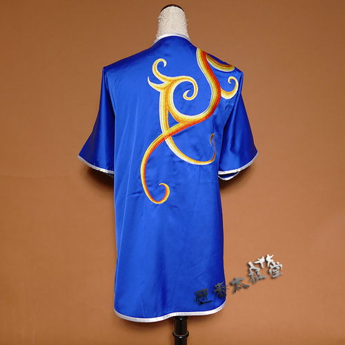 Tai chi clothing chinese kung fu uniforms Sapphire Blue Women long boxing suit embroidered martial arts performance suit Sequin coach competition uniform