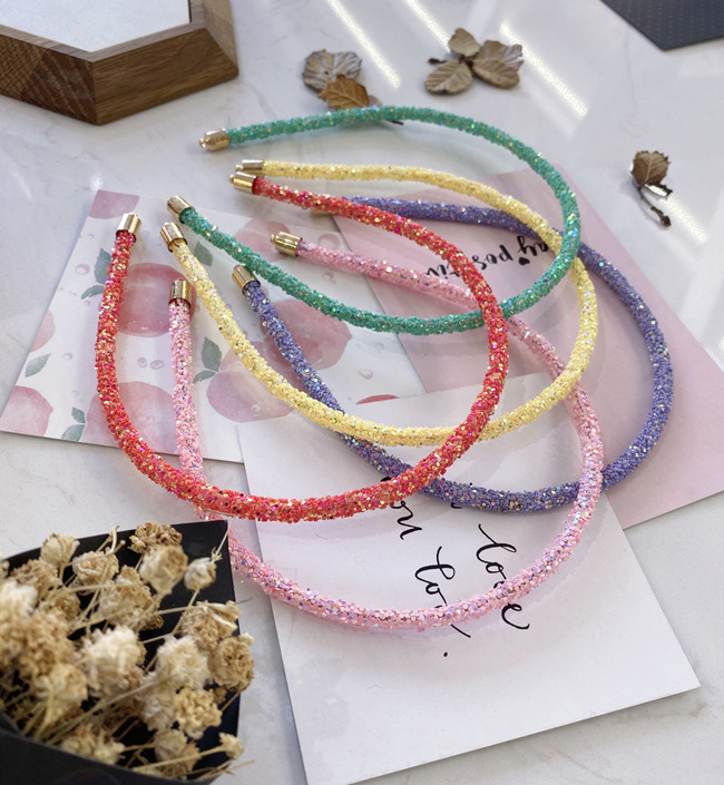 Koreanisches Douyin Netz Rotes Stirnband Einfache Trend Ige Bonbon Farbe Pailletten Dünne Seite Eisendraht Stirnband Haarbündel Diy Haarhöhle Mädchen display picture 21