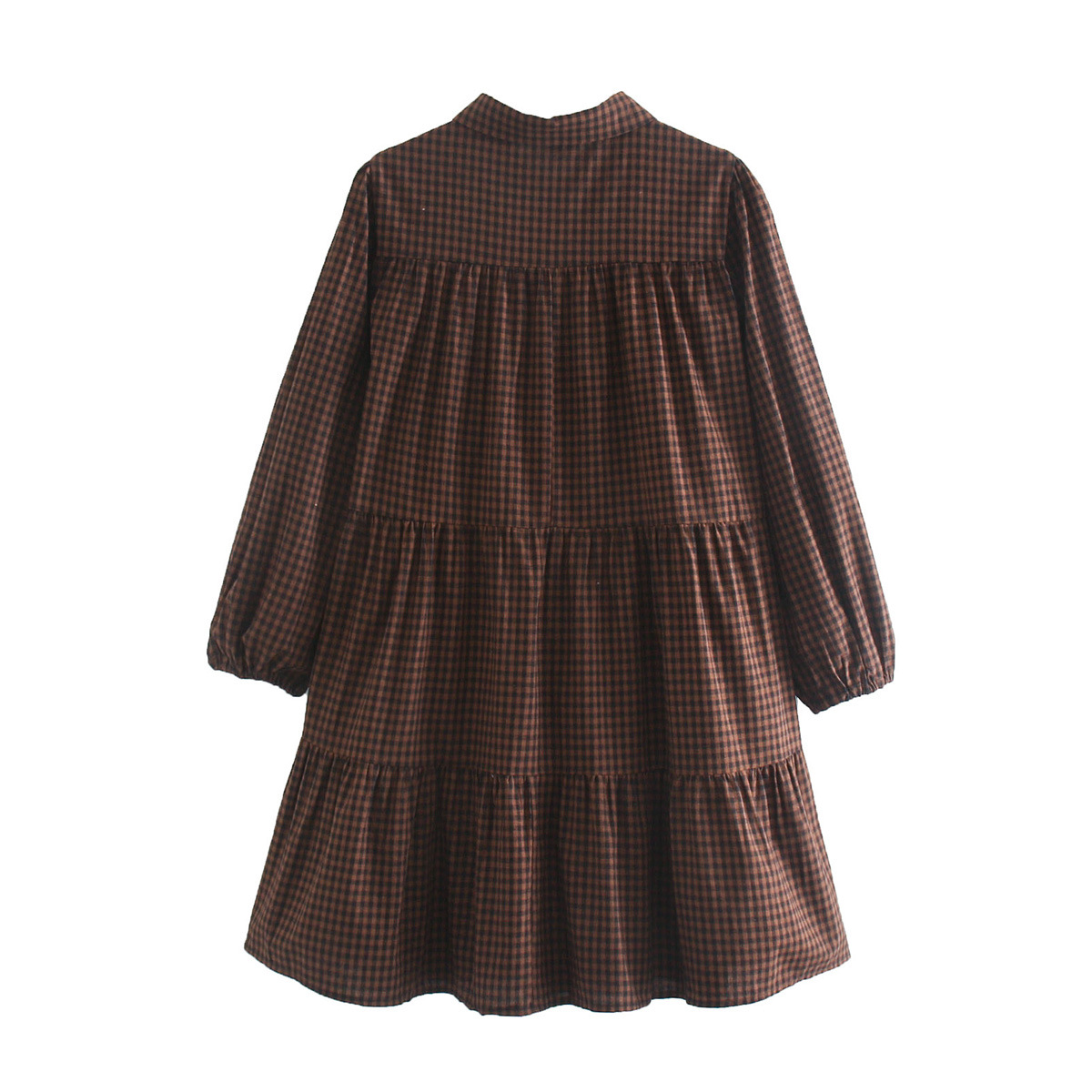  long-sleeved checked dress  NSAM3254