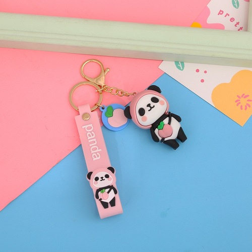 Cartoon Fruit Panda Keychain Personalized Cute Couple Bag Pendant Small Gift Car Keychain