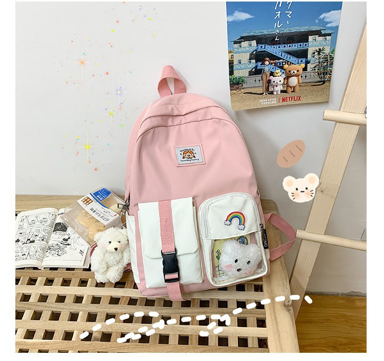 Korean Student Hit Color Backpack Soft School Bag display picture 50