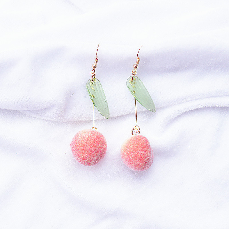 Plating Craft Cute Sweet Peach Earrings
