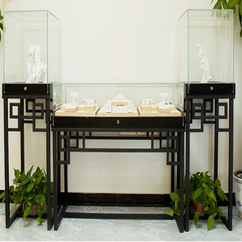 珠宝首饰品展示柜中式简约透明玻璃柜台商超产品展柜博物馆陈列柜