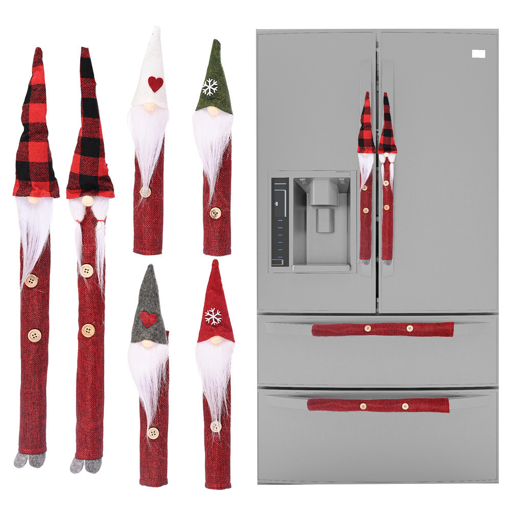 苍岩圣诞节庆用品森林老人麻布把手套冰箱微波炉保护套装饰8件套