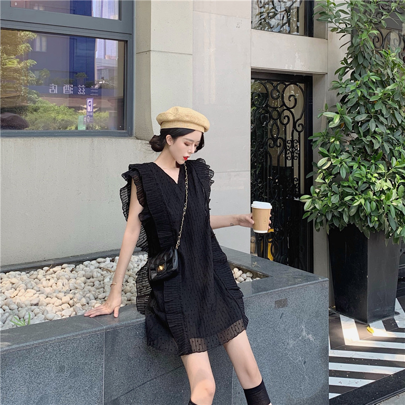 现货品质款2020甜美气质女装压褶纯色中裙连衣裙产地面料上涨调价